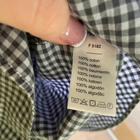 Men's 2XT Lacoste Black & Gray Plaid Long Sleeve Button Down Shirt - Picture 5 of 6